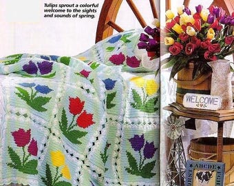 Floral Blanket CROCHET PATTERN Throw, Blanket, Afghan, Floral Mosaic Afghan, Blanket Pattern, Garden, Colorful Flowers, pdf English Only