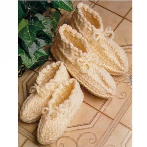 Family Slippers Vintage Crochet PATTERN PDF Ribbed Shoes Adult Kids Womens Mens Boy Girl Christmas Gift Idea Instant Download, English Only