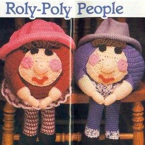 Gehaakte poppenPATRONEN - Gehaakt PATROON amigurumipop - Roly-Poly-poppen PATRONEN - Vintage haakpatroon