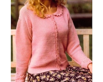 Anfänger Häkelanleitung, Häkelanleitung, Häkeljacke mit Knöpfen Einfaches Muster, Pullover, Jacke, Pullover, Instant Download Pdf