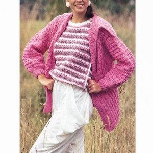 PATTERNS CROCHET, 1980s Cardigan Sweater Set Crochet Pattern, Cardigan Jacket with Matching Tank Top, Instant Digital Download, Retro Vibes