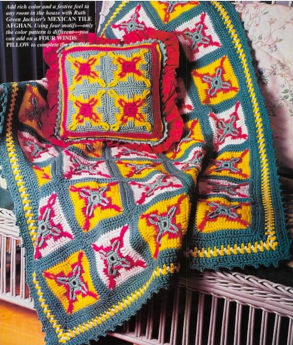 Mexican Blanket Crochet PATTERN - Crochet Throw Blanket Vintage