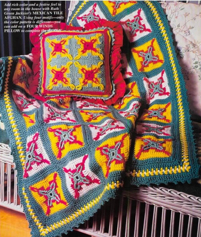 Mexican Blanket Crochet PATTERN - Crochet Throw Blanket Vintage