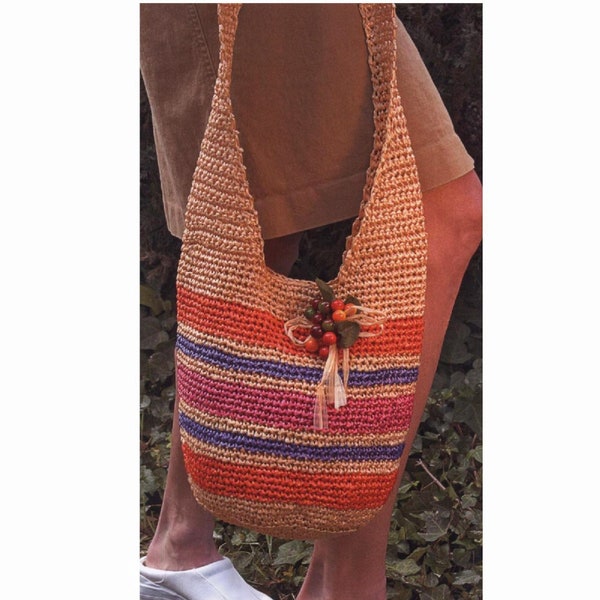 CROCHET PATTERN, Summer Crochet Tote Pattern, Hobo Bag Pattern, Oversized Slouchy Bag, Shopper Tote Bag, Pouch Bag, Instant Download pdf