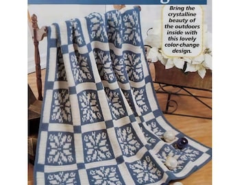 Weihnachten Häkelanleitung Afghan Muster, Schneeflocke Häkelanleitung, Häkeln DIY, Landhaus Cabin Home Decor Überwurf Afghan Muster, pdf nur auf Englisch