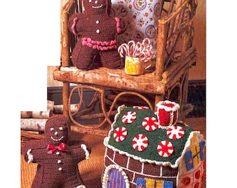 Vintage Christmas CROCHET PATTERN - Gingerbread House - Gingerbread Kids - pdf Pattern Instant Digital Download