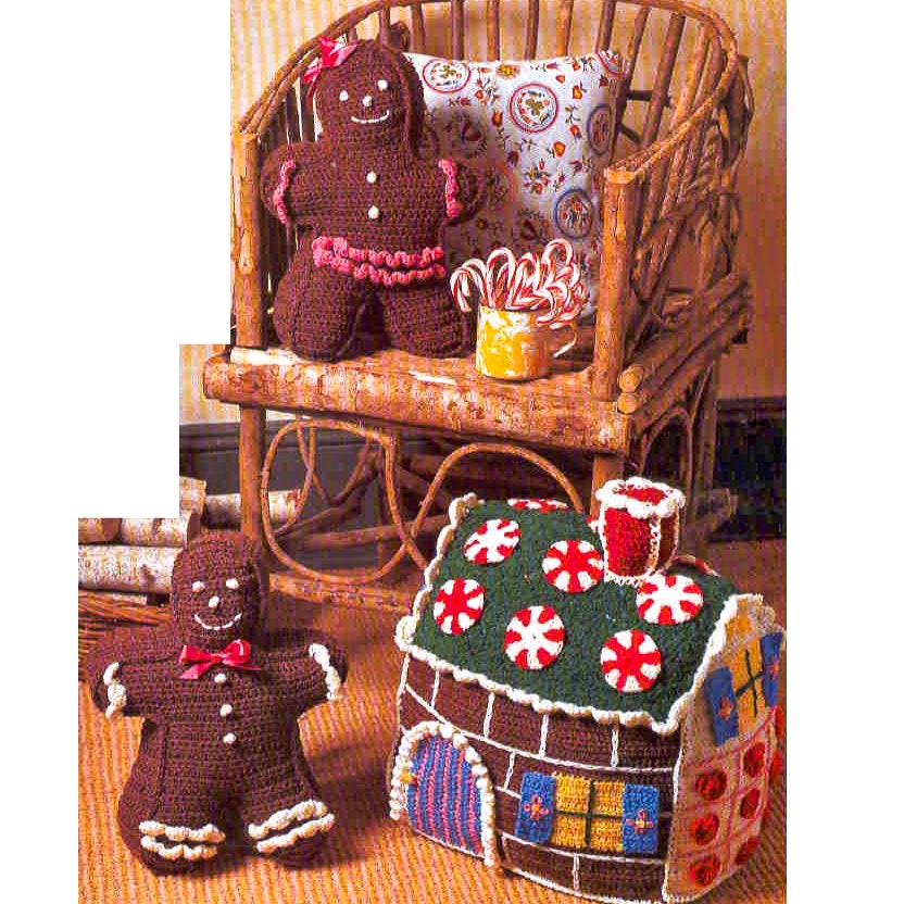 30 Vintage Christmas Crochet Patterns for Holiday Decorating, Gifting, and Keepsakes 21 Gingerbread House and Gingerbread Kids