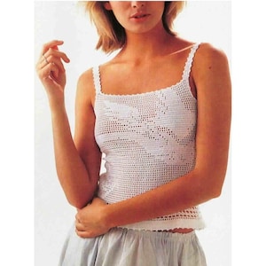 Filet CROCHET PATTERN, Filet Crochet Top Pattern, Vintage Filet Crochet Top Pattern, Tank Top Pattern, Crop Top Patterns, pdf, English Only