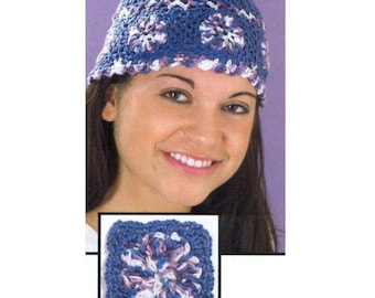 PATRÓN DE GORRO A GANCHILLO, Patrón de gorro cuadrado de abuela, Patrón de gorro de mujer, Gorro de mujer, Patrón de gorro de primavera, Patrón de gorro fácil, Descarga digital
