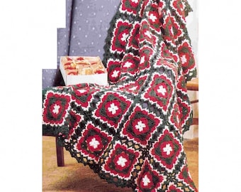 Vintage Granny Square CROCHET Blanket PATTERN, Christmas Blanket Pattern, Christmas Gift, Instant Download pdf, Retro Vibes Home Decor