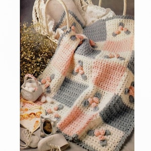 CROCHET PATTERN, Flower Throw Blanket, Pink Flowers Crochet Pattern, Baby Girl Blanket Pattern, Easy Crochet Patterns, Crochet for Girls