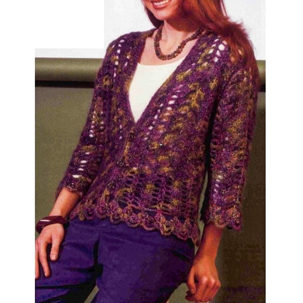 CROCHET Cardigan PATTERN, Crochet Lace Cardigan with Buttons Pattern, Sweater, Lightweight, Cardigan, Jacket, Pullover, pdf instant download