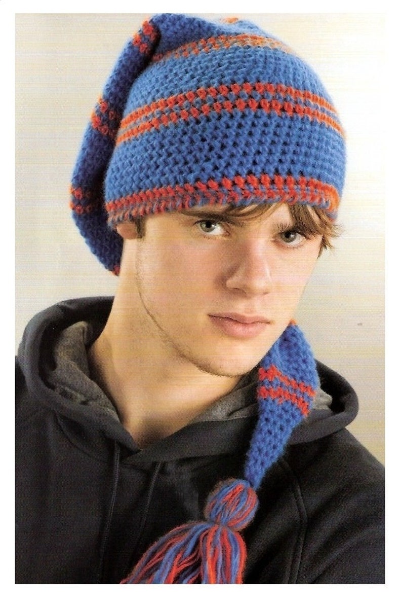 Crochet Pattern Long Stocking Cap PDF Instant Digital Retro Etsy