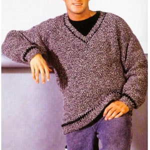 PDF Crochet PATTERN, Men&#39;s Pullover, Mens Crochet Sweater Pattern, Crochet for Men, Vintage Crochet Pattern, Digital Download