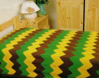 Crochet Chevron Blanket Pattern PDF Instant Digital Crochet Ripple Blanket Pattern Download Vintage Crochet Patterns