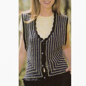 Women&#39;s CROCHET Jacket, Vintage Crochet PDF Pattern, Crocheted Vest, Sleeveless Cardigan, Instant Download Pattern, Waistcoat, English Only