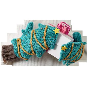 Christmas Tree Mittens PDF Instant Digital Christmas Pattern Crochet Download Hand Warmers