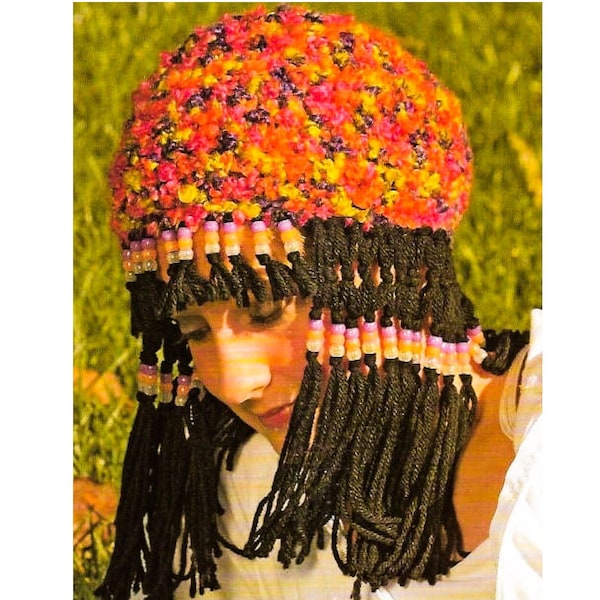 Hair Hats with Hair Vintage Patterns PDF Instant Digital Hippie Cap Patterns Download Vintage Crochet Patterns