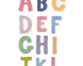 MOTIF alphabet au crochet, motif lettres au crochet, décoration d'intérieur au crochet, alphabet appliqué, motif facile au crochet, appliqué lettre au crochet