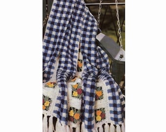 Wzór na koc szydełkowy Vintage Grandma Square, Gingham Sampler Afghan, Natychmiastowe pobieranie cyfrowe w formacie pdf Ebook, Retro Vibes Home Decor 47"x70"