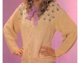 Cardigan CROCHET PATTERN, Cardigan Sweater Pattern, Crochet Pattern pdf, Cardigan Pattern Women, Women's Vintage Sweater, Instant Download