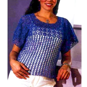 Womens Crochet Top Pattern, Crochet PATTERN, pdf Ladies Lacy Crochet Sweater, XS-XXL, pdf instant download, Vintage Crochet Top