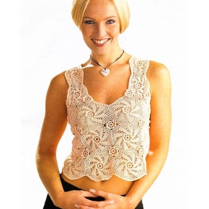 Vintage Crochet Pattern Feminine summer top PDF Instant Digital Download Lacy Summer Pattern Crochet Crop Top