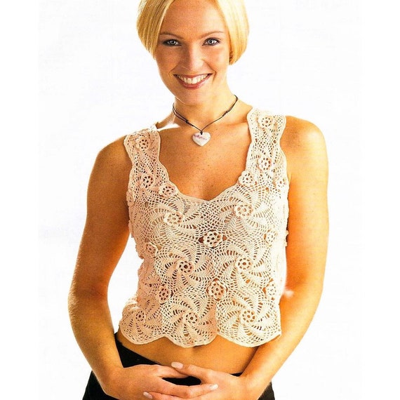 Vintage Crochet Pattern Feminine summer top PDF Instant Digital Download Lacy Summer Pattern Crochet Crop Top