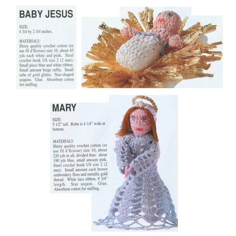 Nativity Set 9 Vintage Crochet Pattern PDF Jesus Manger Creche Bible ...