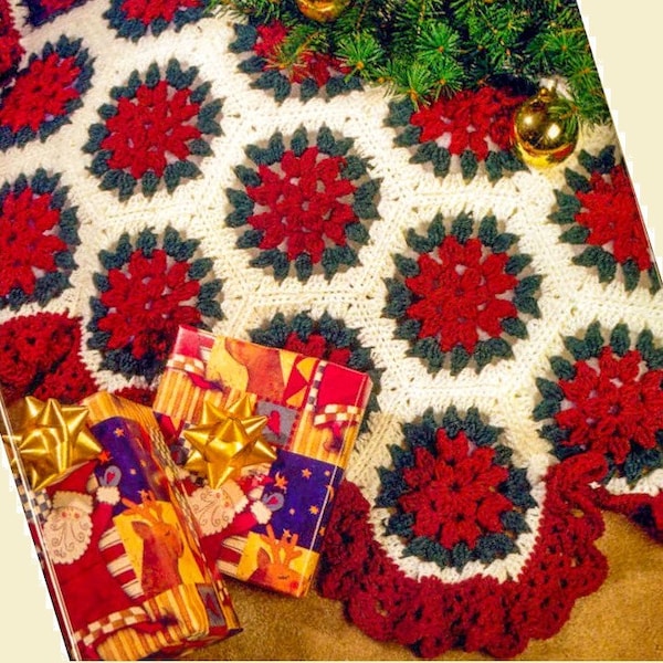Christmas Tree Skirt PATTERN - Victorian Tree Skirt CROCHET Pattern PDF - Vintage Christmas Crochet Pattern