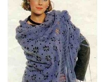 Vintage Crochet Pattern Womens Mod Rose Medallion Shawl PDF Instant ...