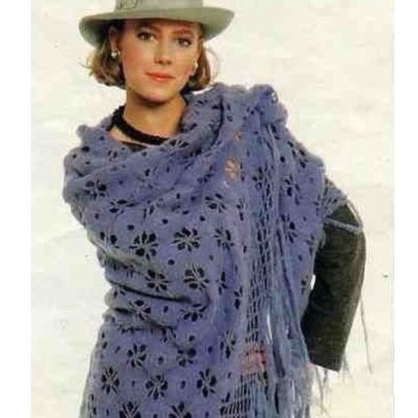 Vintage lacy Shawl Crochet Pattern PDF Instant Digital Violet Shawl Blue Shawl PDF Download Floral shawl