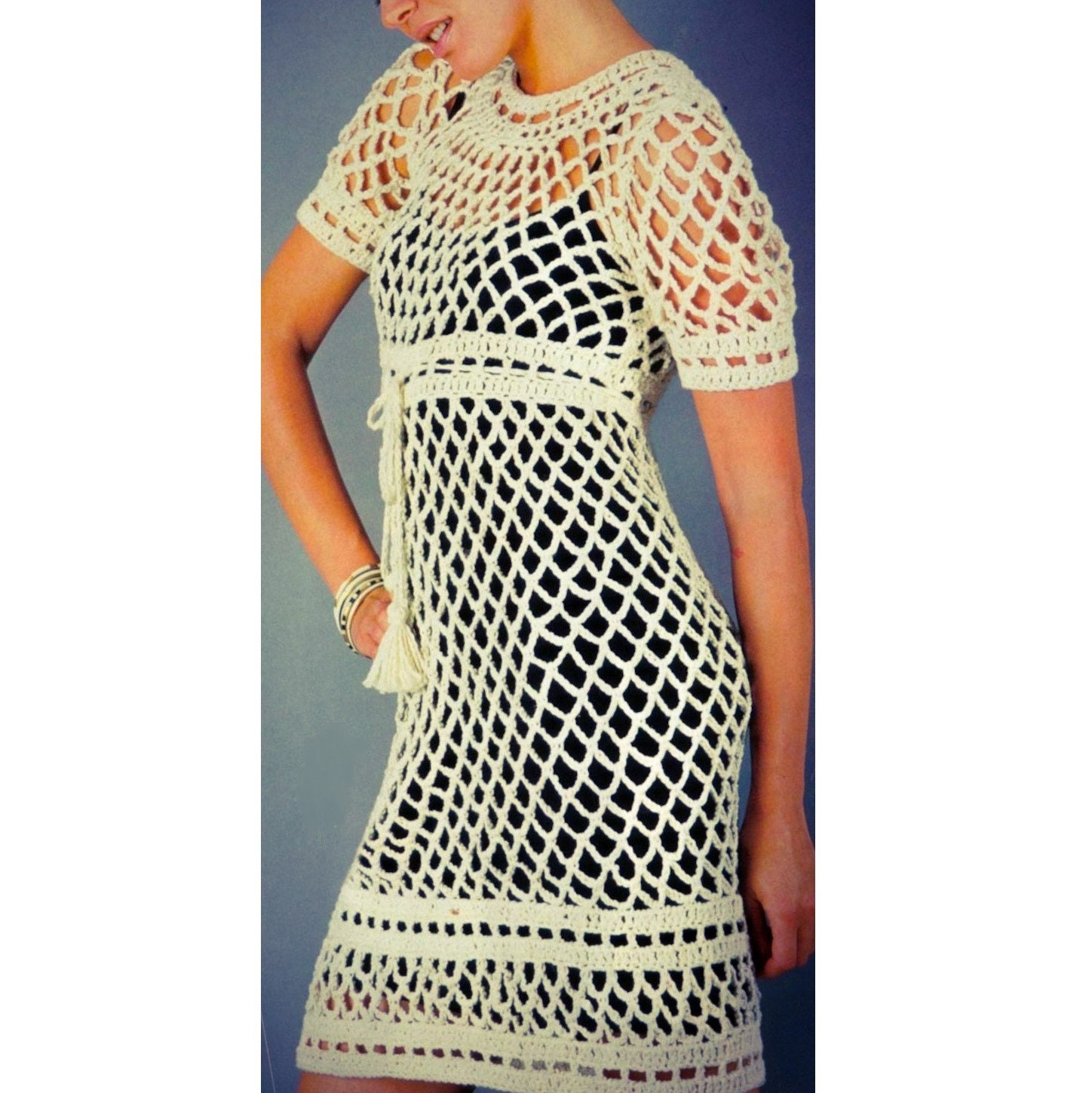 white christmas dresses Champagne Floral Crochet Overlay Halter Midi Dress main image 1