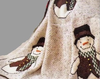 Snowman Blanket, CROCHET Blanket PATTERN, Blanket Pattern, Mosaic Crochet Blanket, Crochet Pattern, Mosaic Crochet, Crochet pdf English Only