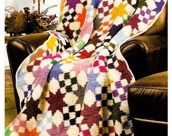 Crochet Star Blanket PATTERN - Mosaic Crochet Blanket PATTERN - Star Patchwork Scrap Afghan - Vintage Pattern Crochet - Pattern PDF