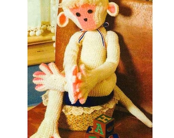 Äffchen Häkelanleitung - Süßer Affe Häkelanleitung - Stofftier Äffchen - Vintage Häkelanleitungen