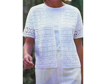 Crochet PATTERN - Crochet Cardigan Vintage Pattern Top PDF - Sweater Women - Pullover Pattern Crochet Lace Cardigan -5 sizes 10-18