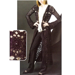 Lange sweaterjas GEHAAKT PATROON - Crochet Duster Cardigan - Grandma Square Crochet Duster - pdf instant digital