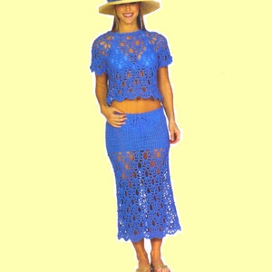 Summer Crochet PATTERNS - Beach Top and Skirt Crochet PATTERN - Crop Top Crochet Pattern - Lacy Skirt Pattern - Vintage Crochet