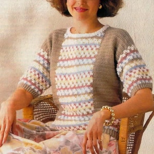 Top CROCHET PATTERN, Crochet Sweater Pattern, Textured Top, Crochet Pullover, Crochet Jumper, Sweater Top, Women&#39;s, pdf Instant Download