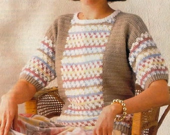 Top CROCHET PATTERN, Crochet Sweater Pattern, Textured Top, Crochet Pullover, Crochet Jumper, Sweater Top, Women's, pdf Instant Download