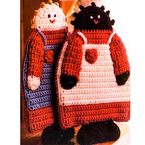 CROCHET Potholder PATTERN - Vintage Potholders - Country Folk Potholders - PDF instant digital - Vintage Crochet