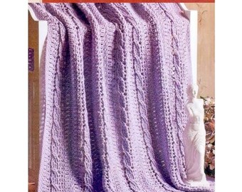CROCHET Blanket PATTERN, Crochet Afghan Pattern, Crochet Cable Blanket, Throw Blanket Pattern, Baby Blanket with Cables, pdf English Only