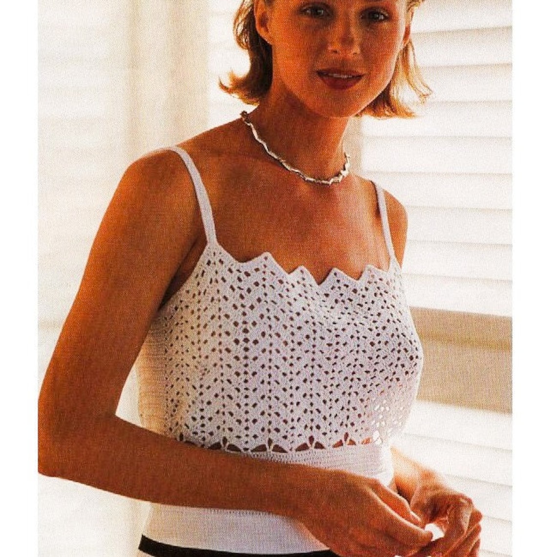 Vintage White Island crochet top