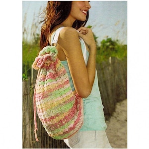 Beach Boho Round Bag CROCHET PATTERN - Round Bag Boho Crochet Pattern - Crochet Pattern on How to Crochet in Circle a Beach Bag - Vintage