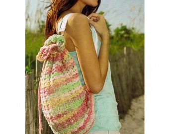 Beach Boho Round Bag CROCHET PATTERN - Round Bag Boho Crochet Pattern - Crochet Pattern on How to Crochet in Circle a Beach Bag - Vintage