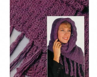 PATRÓN DE CROCHET Fácil, Patrón Bufanda a Crochet, Bufanda con Capucha, Wrap, Chal, Chal con Capucha, Wrap para Mujer, Chal con Flecos, Descarga Instantánea