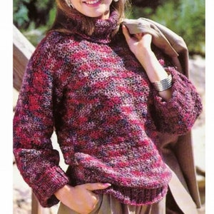 Häkelmuster, Häkelanleitung, Rollkragenpullover Muster, Häkeltop Muster, Langarmshirt, pdf Download