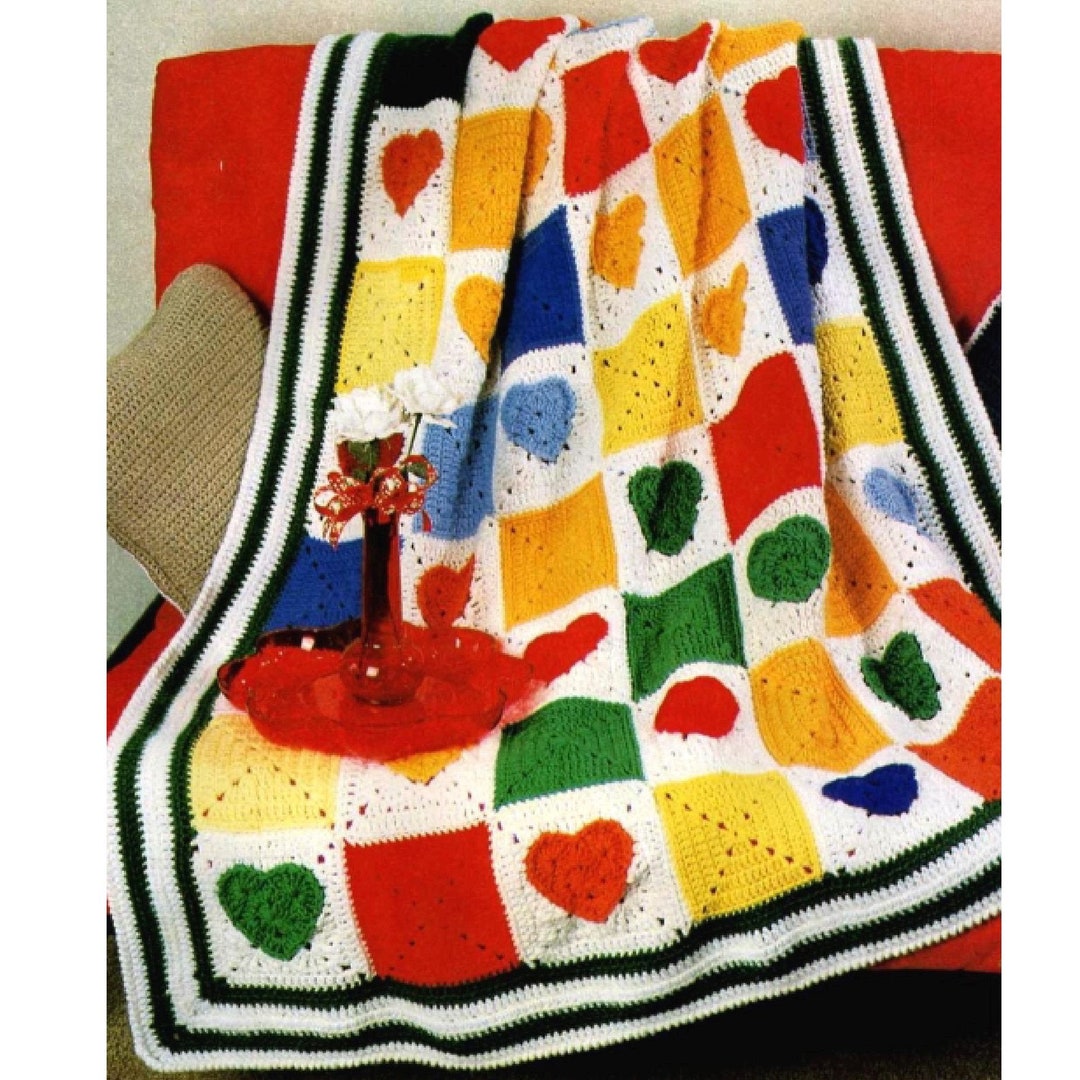 Heart Crochet Blanket Pattern PDF Instant Digital Crochet Afghan