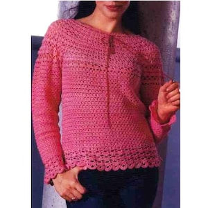 Ladies Girls Cardigan Peasant Blouse Vintage Crochet Pattern XS-XXL Teens Women's Lacy Cardigan Sweater pdf Instant Download